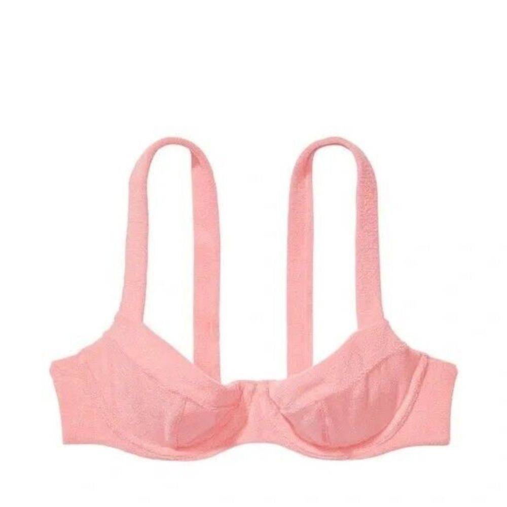 VICTORIA'S SECRET TERRY CLOTH PINK UNDERWIRE SWIM BIKINI TOP~NWT~34D~$49.95